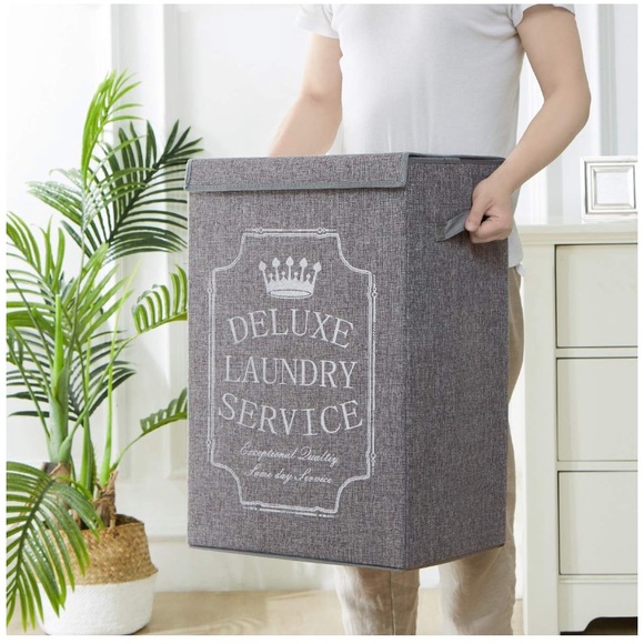 Grey Laundry Hamper with Lid, XL High Capacity - Picture 1 of 5